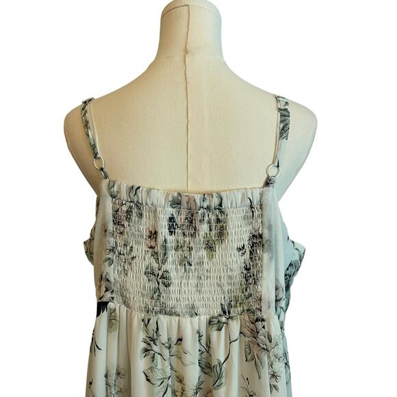 Torrid Floral Chiffon Lace Maxi Dress Size 2 Swan Song Smocked Tiered Babydoll - Picture 5 of 11